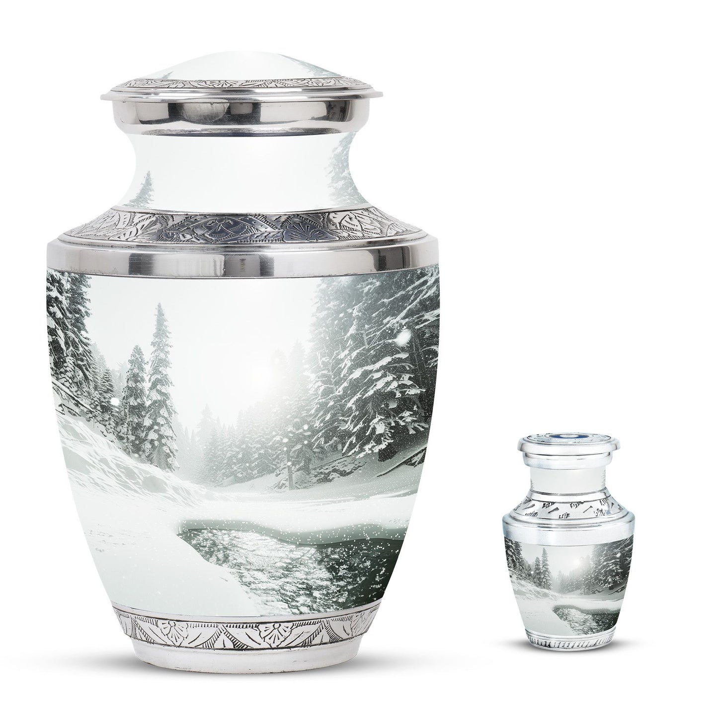 Personalized Winter Cremation Urn for Human Ashes - 10-inch, 200 cu in - Yatskia