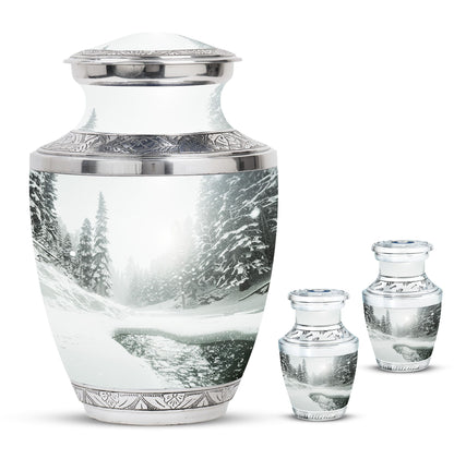 Personalized Winter Cremation Urn for Human Ashes - 10-inch, 200 cu in - Yatskia