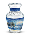 Snowflakes Small Urn Large Memorial, Funeral Urn For Ashes