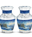 Snowflakes Small Urn Large Memorial, Funeral Urn For Ashes