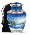 Snowflakes Small Urn Large Memorial, Funeral Urn For Ashes