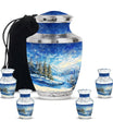 Snowflakes Small Urn Large Memorial, Funeral Urn For Ashes