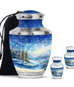 Snowflakes Small Urn Large Memorial, Funeral Urn For Ashes