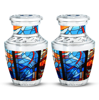 Glass Stained Glass Keepsake Urn for Human Ashes - 3-inch, 200 cu in - Yatskia