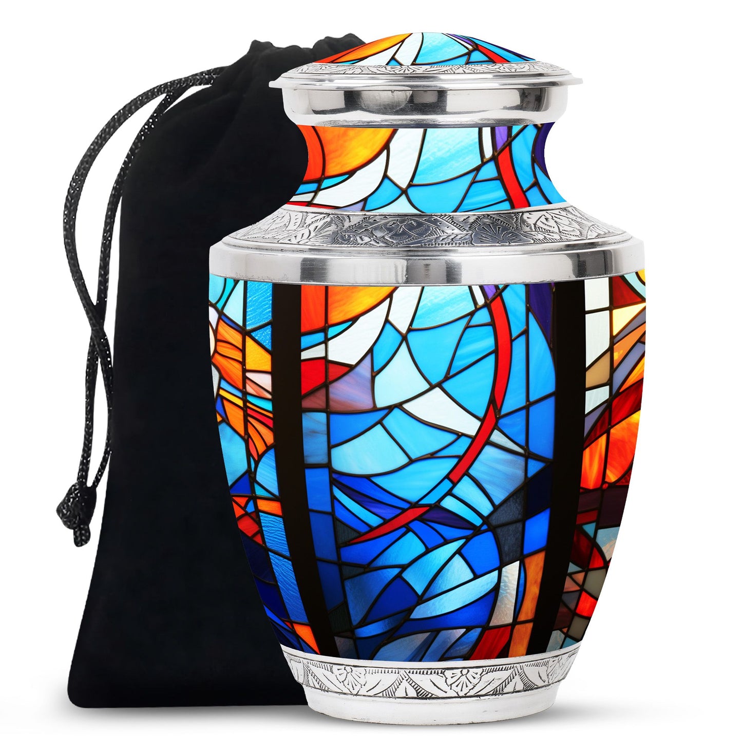 Glass Stained Glass Keepsake Urn for Human Ashes - 3-inch, 200 cu in - Yatskia