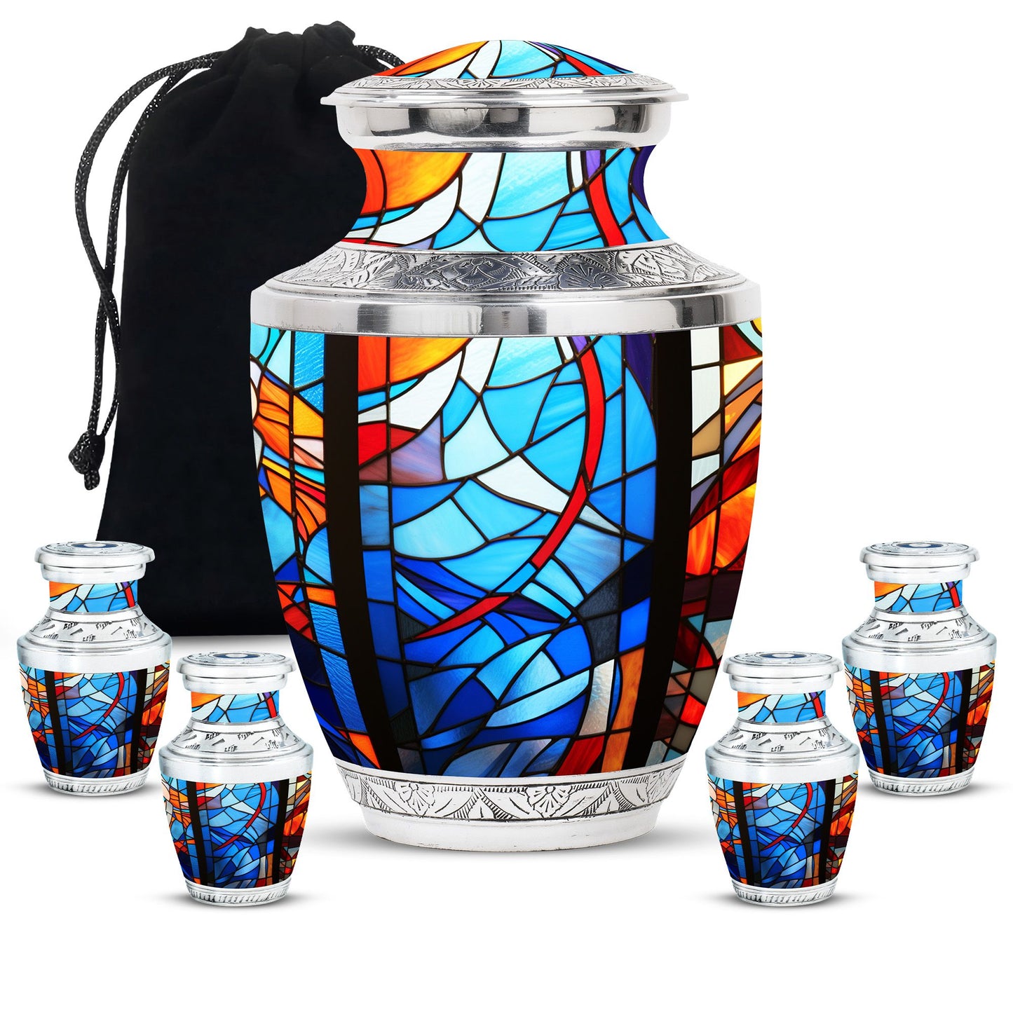 Glass Stained Glass Keepsake Urn for Human Ashes - 3-inch, 200 cu in - Yatskia