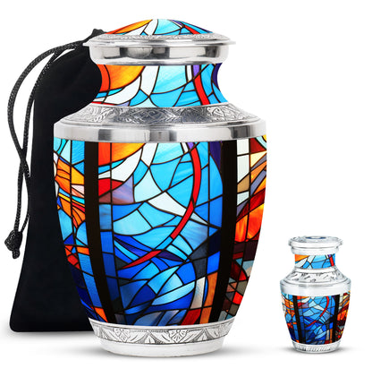 Glass Stained Glass Keepsake Urn for Human Ashes - 3-inch, 200 cu in - Yatskia