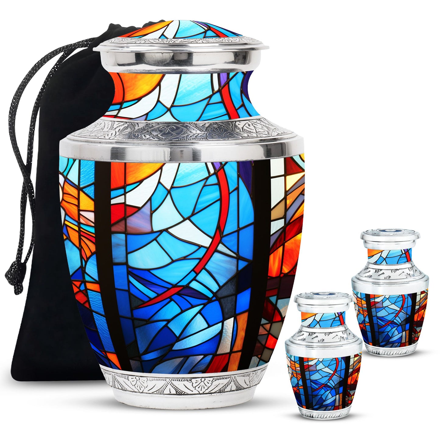 Glass Stained Glass Keepsake Urn for Human Ashes - 3-inch, 200 cu in - Yatskia