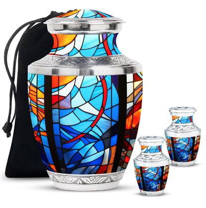 Glass Stained Glass Keepsake Urn for Human Ashes - 3-inch, 200 cu in - Yatskia