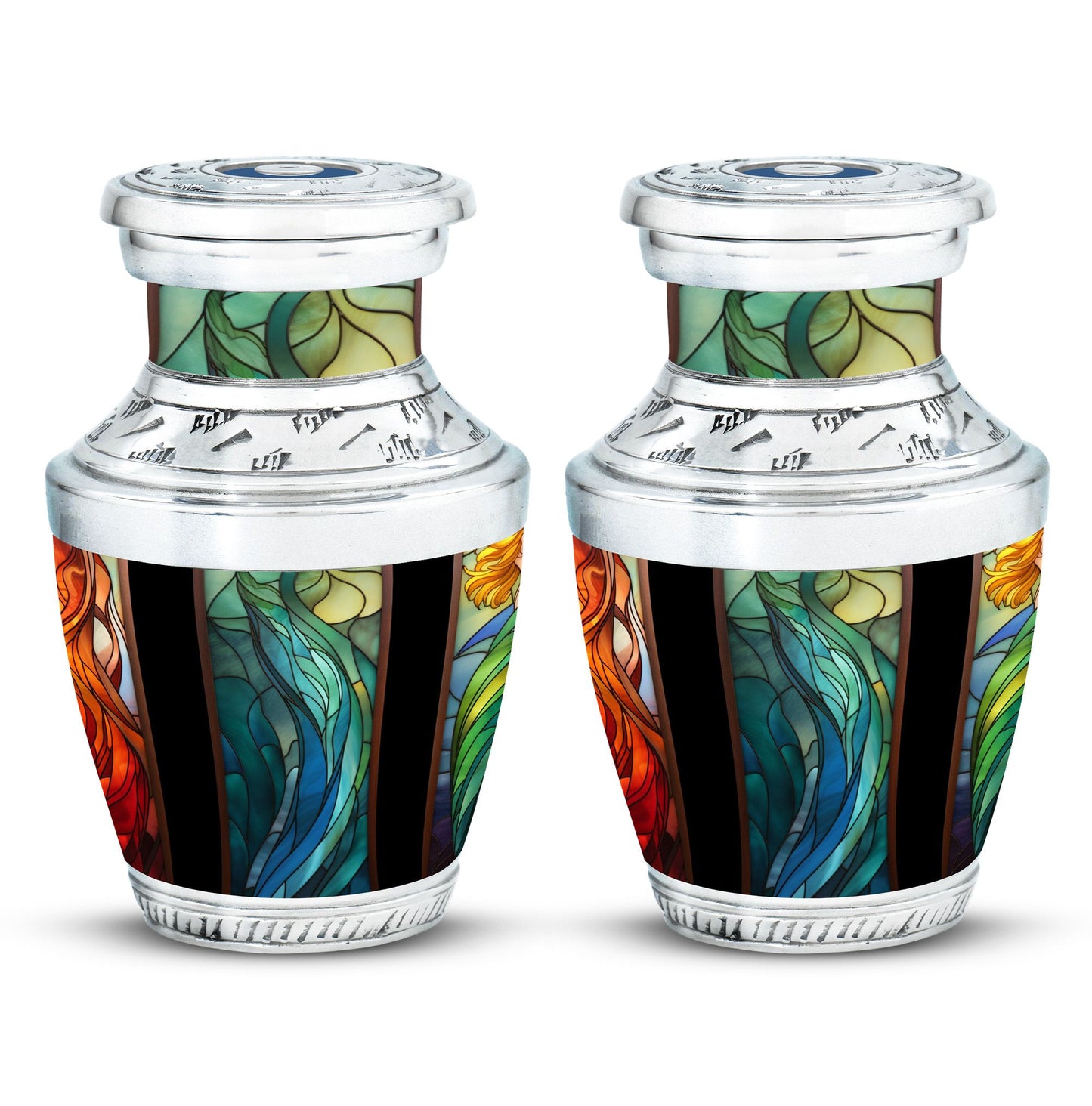 Glass Stained Glass Memorial Urn for Human Ashes - 10-inch, 200 cu in - Yatskia