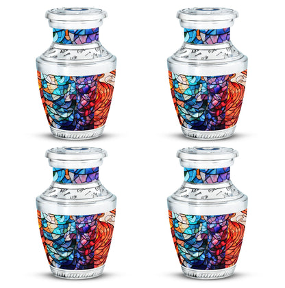 Stained Glass Urn for Human Ashes, Blue Purple Red Mosaic, Cremation Urn