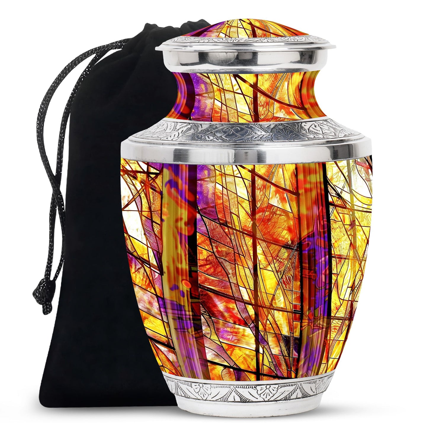 Glass Stained Glass Cremation Urn for Human Ashes - 10-inch, 200 cu in - Yatskia