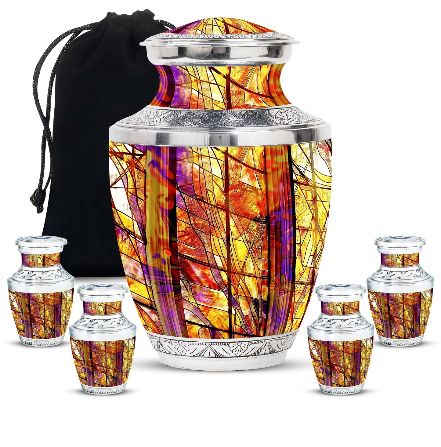 Glass Stained Glass Cremation Urn for Human Ashes - 10-inch, 200 cu in - Yatskia