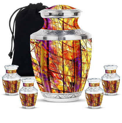 Glass Stained Glass Cremation Urn for Human Ashes - 10-inch, 200 cu in - Yatskia