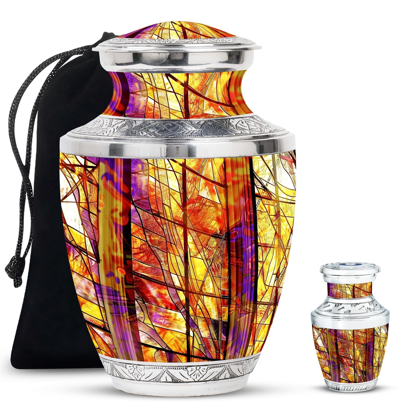 Glass Stained Glass Cremation Urn for Human Ashes - 10-inch, 200 cu in - Yatskia