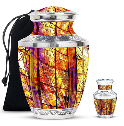 Glass Stained Glass Cremation Urn for Human Ashes - 10-inch, 200 cu in - Yatskia