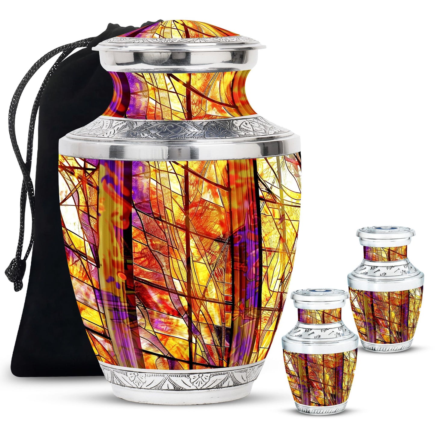 Glass Stained Glass Cremation Urn for Human Ashes - 10-inch, 200 cu in - Yatskia