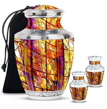 Glass Stained Glass Cremation Urn for Human Ashes - 10-inch, 200 cu in - Yatskia