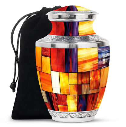 Glass Stained Glass Cremation Urn for Human Ashes - 10-inch, 200 cu in - Yatskia