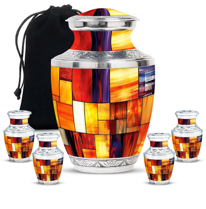 Glass Stained Glass Cremation Urn for Human Ashes - 10-inch, 200 cu in - Yatskia