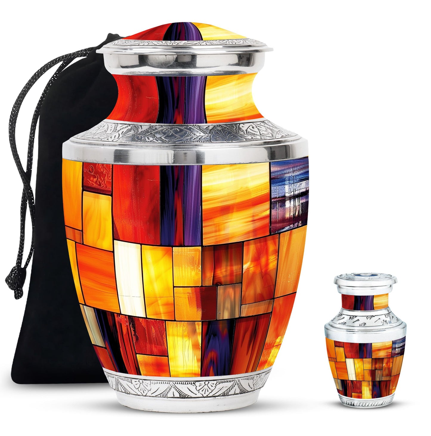 Glass Stained Glass Cremation Urn for Human Ashes - 10-inch, 200 cu in - Yatskia