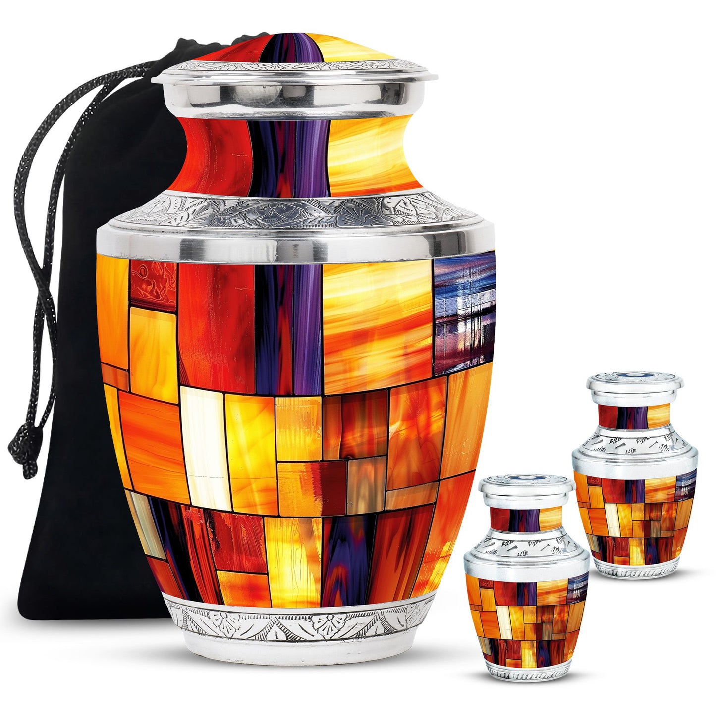 Glass Stained Glass Cremation Urn for Human Ashes - 10-inch, 200 cu in - Yatskia