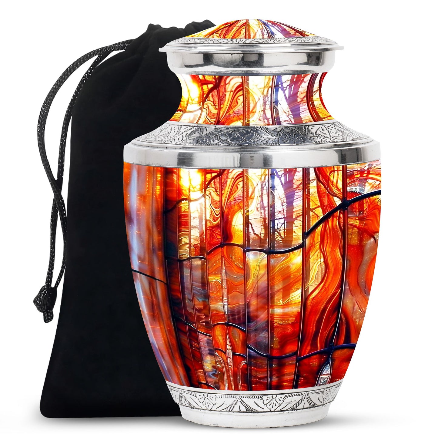 Glass Stained Glass Memorial Urn for Human Ashes - 10-inch, 200 cu in - Yatskia