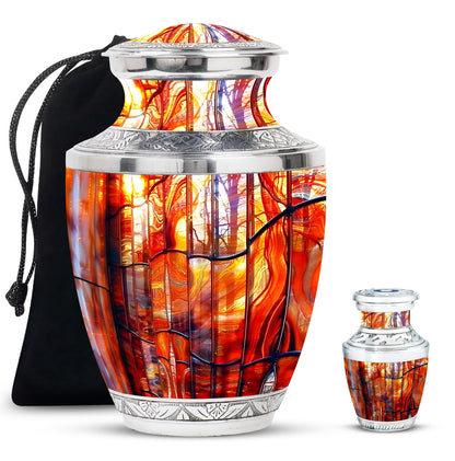 Glass Stained Glass Memorial Urn for Human Ashes - 10-inch, 200 cu in - Yatskia