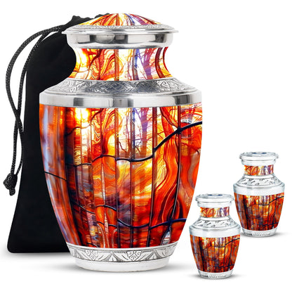 Glass Stained Glass Memorial Urn for Human Ashes - 10-inch, 200 cu in - Yatskia