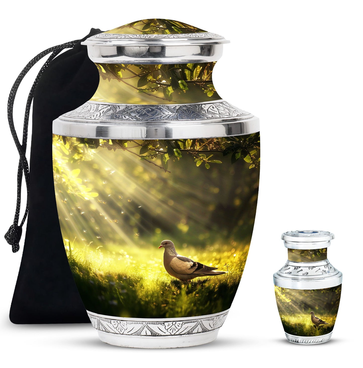 Personalized Dove Cremation Urn for Human Ashes - 3-inch, 200 cu in - Yatskia