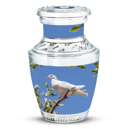 White Personalized Bird Keepsake Urn for Mom - 10-inch, 200 cu in - Yatskia