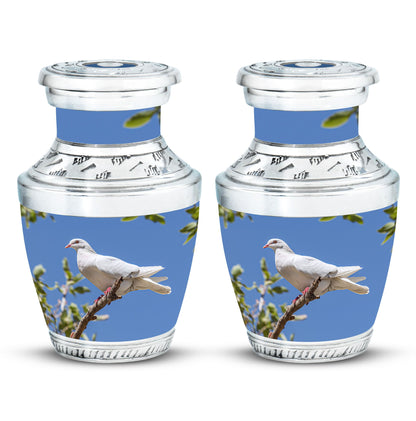 White Personalized Bird Keepsake Urn for Mom - 10-inch, 200 cu in - Yatskia