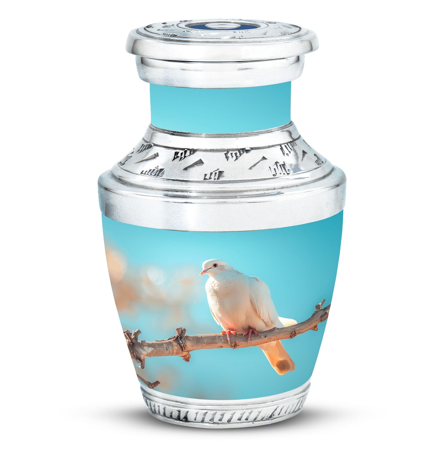 Blue Personalized Bird Cremation Urn for Men and Women - 10-inch, 200 cu in - Yatskia