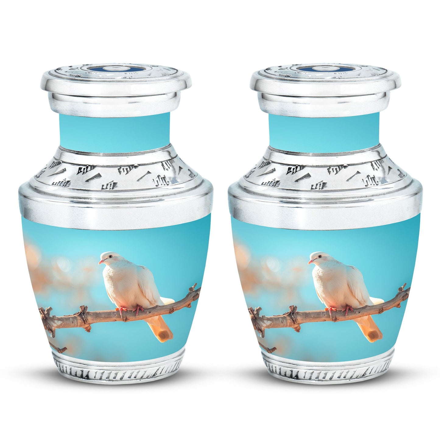 Blue Personalized Bird Cremation Urn for Men and Women - 10-inch, 200 cu in - Yatskia