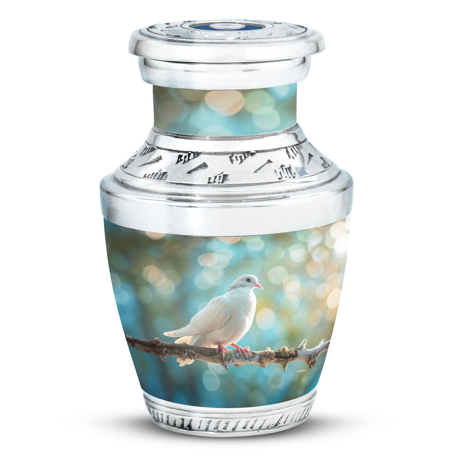 White Personalized Bird Cremation Urn for Adult - 10-inch, 200 cu in - Yatskia