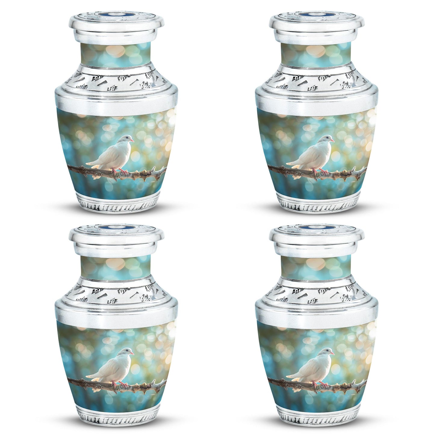 White Personalized Bird Cremation Urn for Adult - 10-inch, 200 cu in - Yatskia