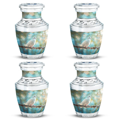 White Personalized Bird Cremation Urn for Adult - 10-inch, 200 cu in - Yatskia