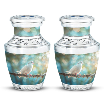 White Personalized Bird Cremation Urn for Adult - 10-inch, 200 cu in - Yatskia