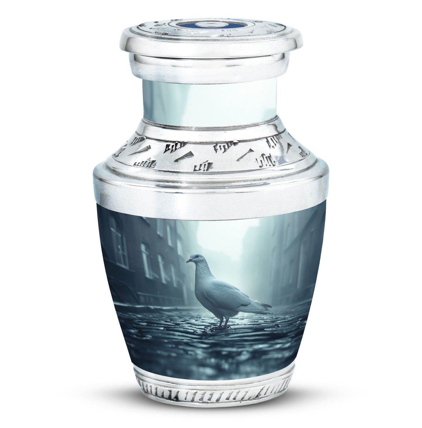 White Personalized Bird Memorial Urn for Human Ashes - 10-inch, 200 cu in - Yatskia