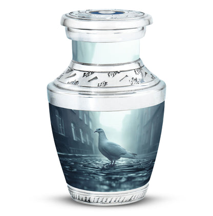 White Personalized Bird Memorial Urn for Human Ashes - 10-inch, 200 cu in - Yatskia