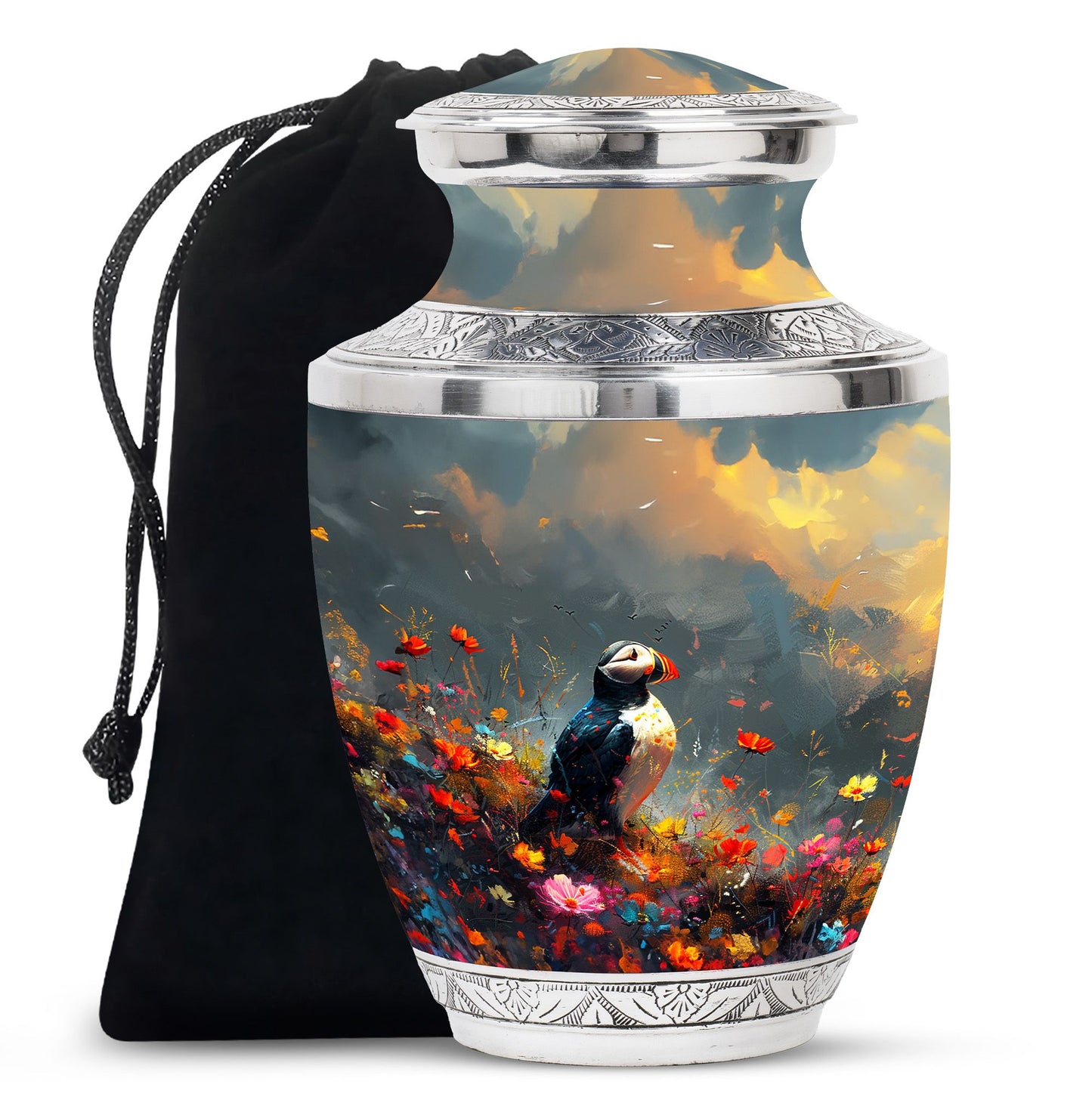 Colorful Personalized Bird Keepsake Urn for Mom - 10-inch, 200 cu in - Yatskia