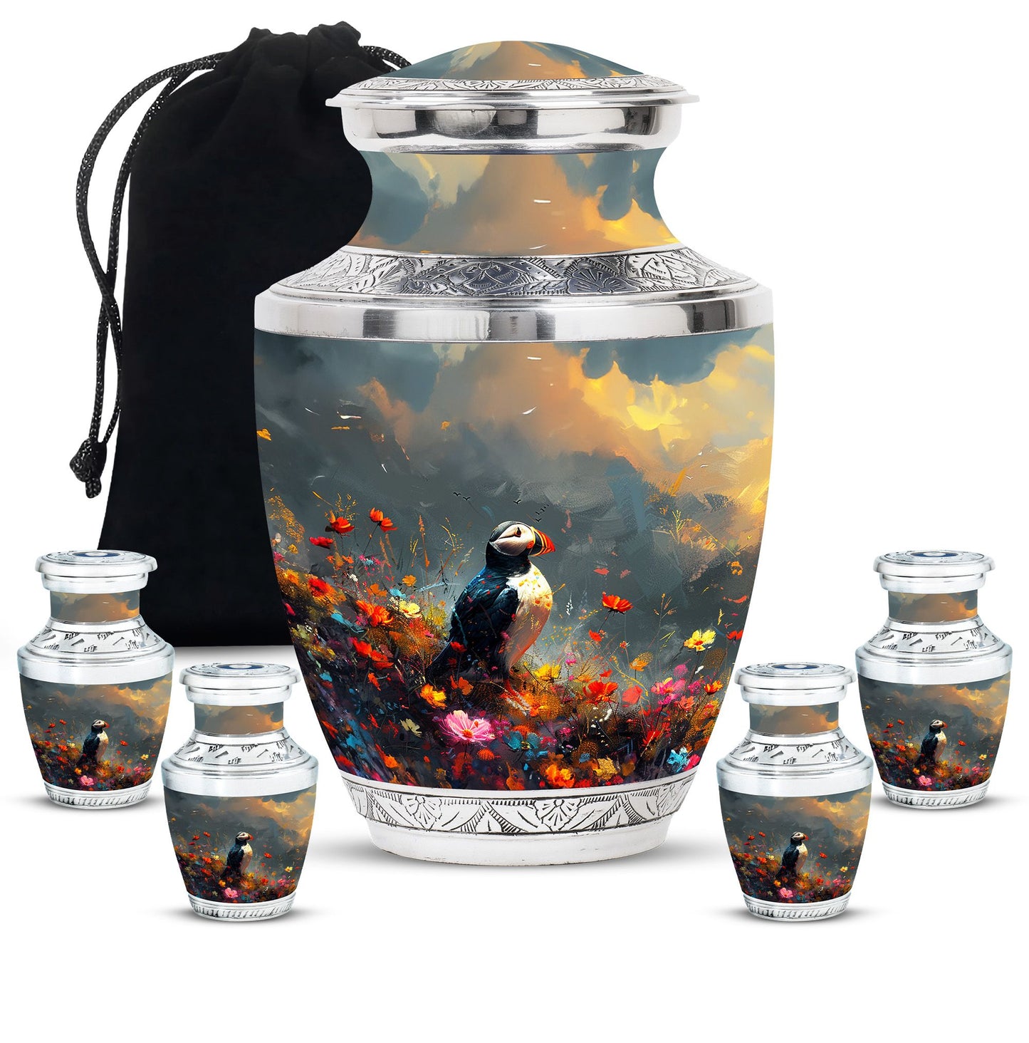 Colorful Personalized Bird Keepsake Urn for Mom - 10-inch, 200 cu in - Yatskia
