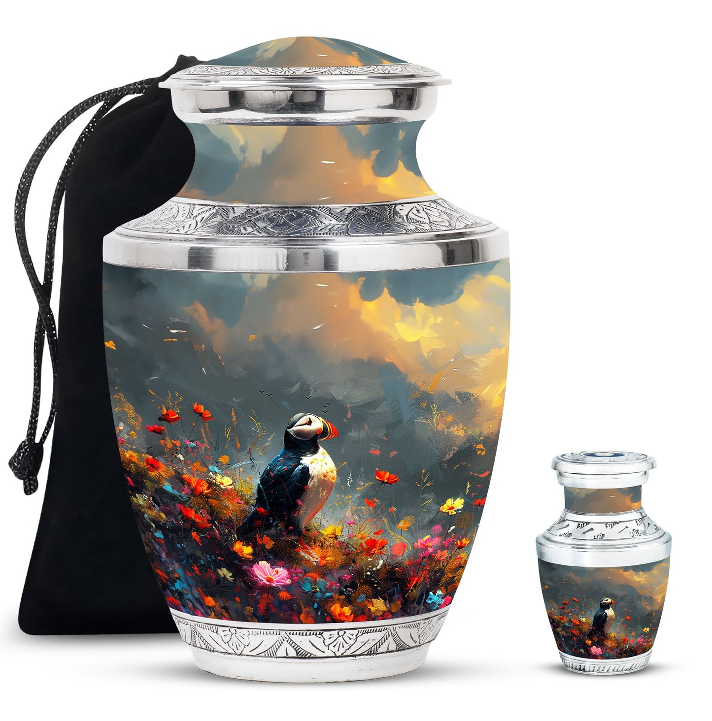 Colorful Personalized Bird Keepsake Urn for Mom - 10-inch, 200 cu in - Yatskia
