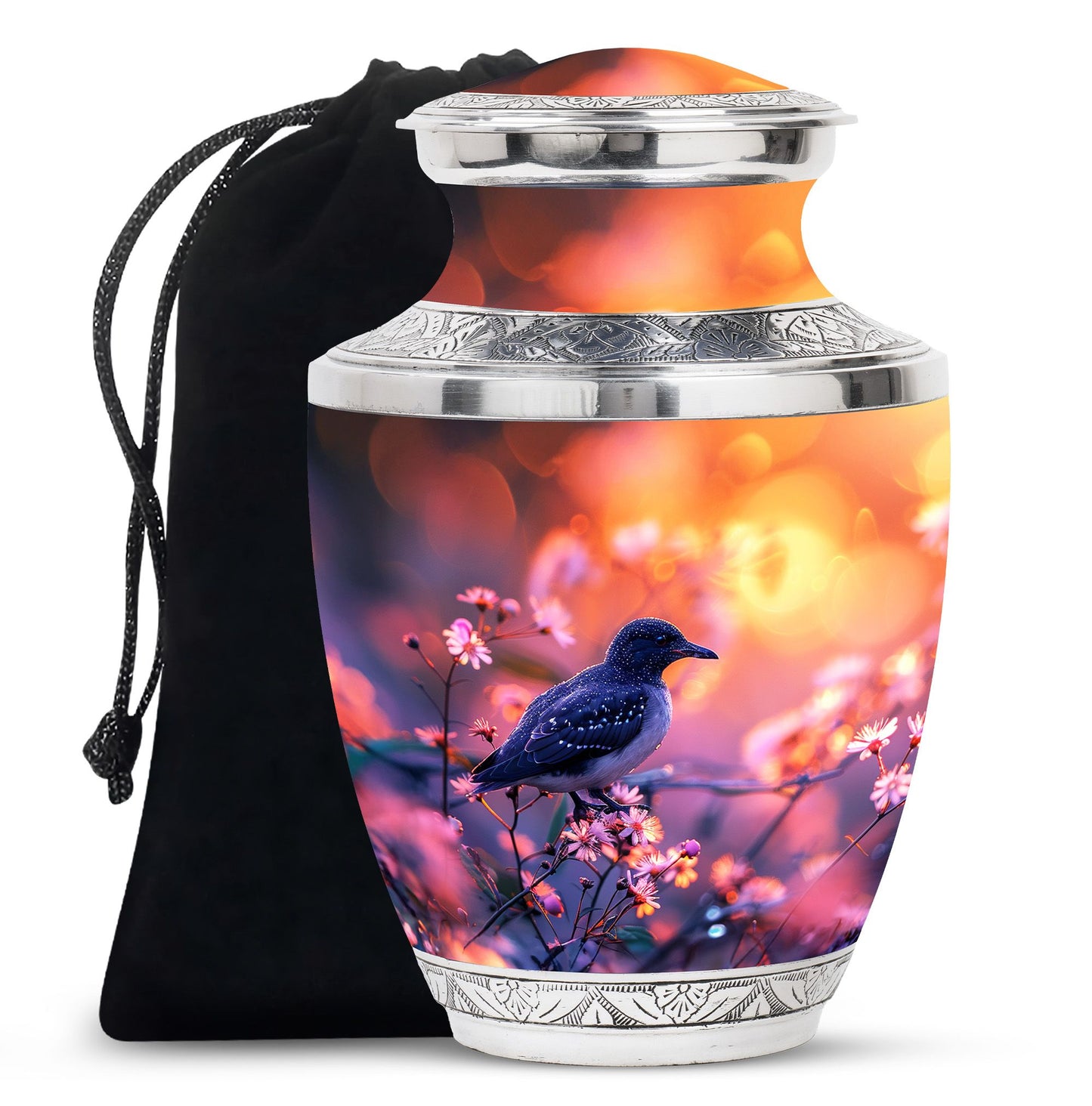 Pink Personalized Bird Cremation Urn for Human Ashes - 10-inch, 200 cu in - Yatskia