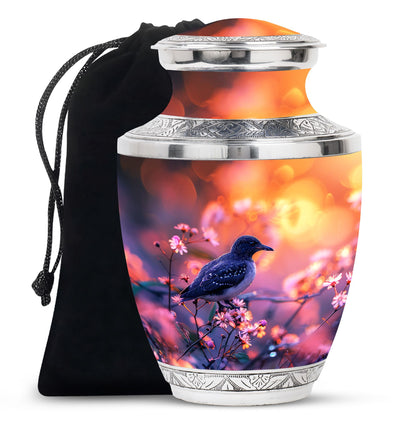 Pink Personalized Bird Cremation Urn for Human Ashes - 10-inch, 200 cu in - Yatskia