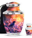 Solitary Bird Urn For Cremation Ashes - Pink Floral Urn For Funeral