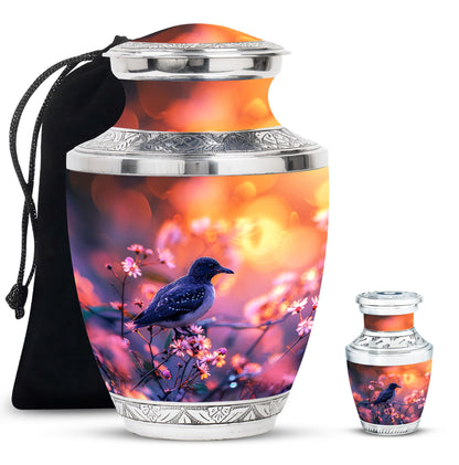 Pink Personalized Bird Cremation Urn for Human Ashes - 10-inch, 200 cu in - Yatskia