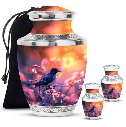 Pink Personalized Bird Cremation Urn for Human Ashes - 10-inch, 200 cu in - Yatskia