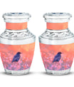 Solitary Bird Memorial Ashes Urn For Women - Pink Cremation Urn For Female