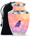 Solitary Bird Memorial Ashes Urn For Women - Pink Cremation Urn For Female